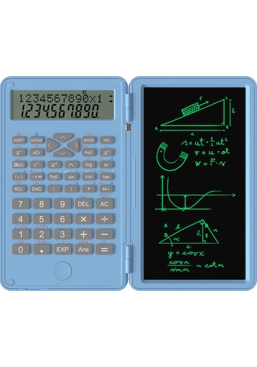 Silinebilir Yazı Tahtası İle Bilimsel Hesap Makinesi 240 Fonksiyon 2 Hatlı Lcd Ekran Katlanabilir Finans Matematik Hesap Makinesi Ortaokul Lise Üniversite Öğrencileri İçin Gökyüzü Mavisi Açık Mavi