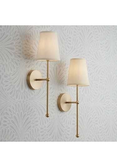 Modern Tasarım 1 Adet Duvar Ledli Pilli Aplik Tak Çalıştır Eskitme Gold Krem Abajur Gün Işığı Pilli Eskitme