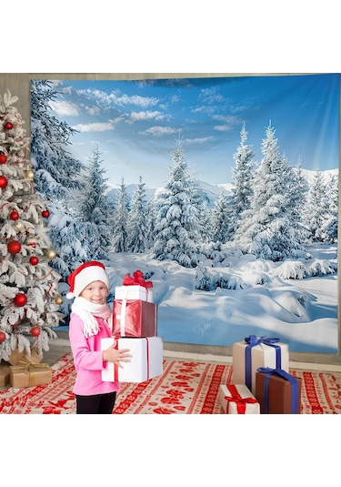 Kar Sahne Noel Goblen Polyester Blacklight Goblen, Oturma Odası Yatak Odası Ofis Ev Dekor Için Duvar Asılı