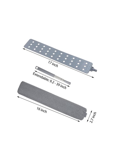 Geeksen Uzatılabilir Gömlek Altı Temizleme Aleti - Ultra İnce Lif Fırça, Ev İçi Toz Temizliği, 1.4m Boyunda, Toz Fırçası + Kumaş Örtü + Gömlek Kolu Seti Gri