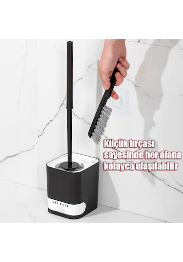 Porsima 2038 Pratik Tuvalet Fırçalığı Banyo Tuvalet Fırçası Siyah