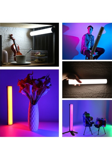 Gajeena Puluz Pu4139 Rgb Işık Çubuğu 32cm - 2500k-9000k Renk Sıcaklığı, 21 Işık Efekti, Pil Dahil, Mıknatıslı Tasarım Siyah