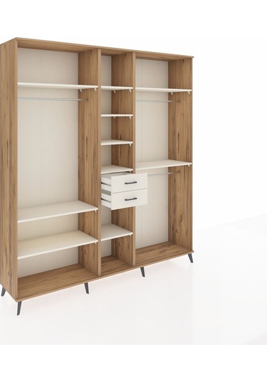 Hyperion Dolap 10 Raflı 2 Çekmeceli 3 Askılı 220x44x243 Çam-aytaşı/aytaşı Aytası/aytası