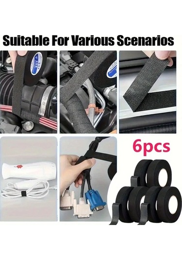 Fochsia 6pcs 6 Ruloluk Ağır Hizmet Elektrik Bandı Yüksek Isıya Dayanıklı Su Geçirmez Sessiz