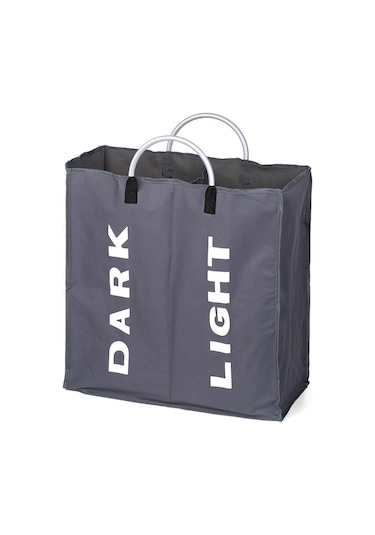 Cbtx Katlanabilir 2 Bölümlü Katlanabilir Çamaşır Sepeti Dayanıklı Oxford Kumaş  - Koyu Gri Diğer