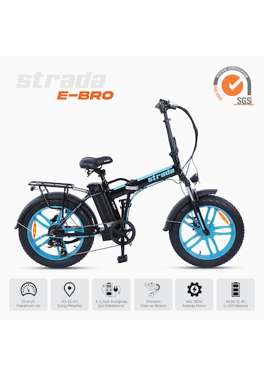 Strada E-bro 20 Jant Elektrikli Bisiklet Turkuaz