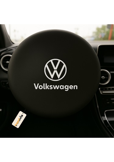 Volkswagen Araba Penye Kumaş Direksiyon Kılıfı Siyah - Direksiyon Koruyucu Kılıf Siyah