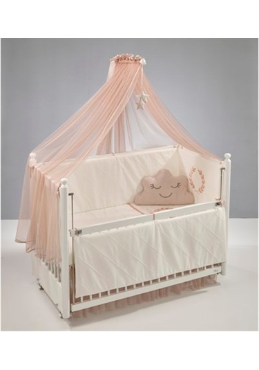 Meltem Kids Motto Pudra Nakışlı Pamuklu Bebek Uyku Seti 60 x 120 CM Pembe