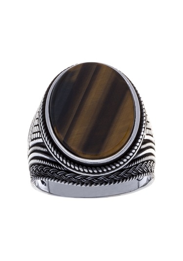 925 Ayar Gümüş Kaplangözü Taşlı Örgü Model Yüzük Küçük Boy