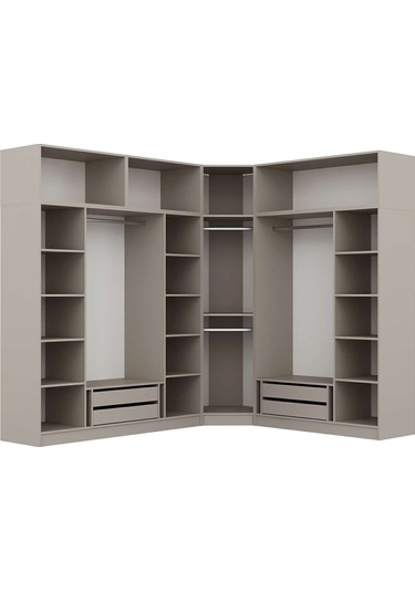 Kale 8 Kapaklı 4 Çekmeceli Köşe Dolap + Yüklük Kumtaşı Mebran İlkbahar 235cm Bej