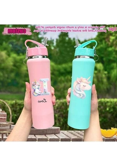 Trendooze Kişiye Özel Tek Boynuzlu At Desenli 25oz Vakum Termos C1461 Siyah T C1461-siyah Siyah