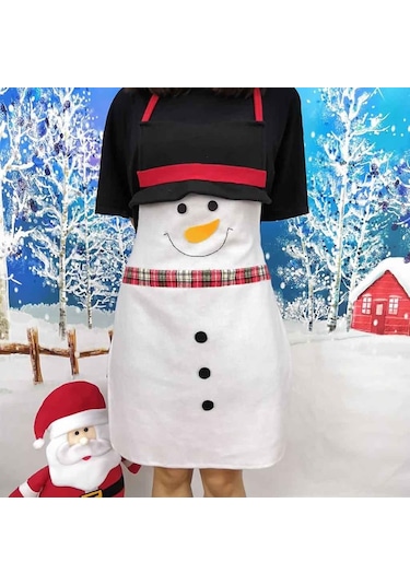 Noel Karikatür Noel Baba Önlük Bar Garson Mutfak Pişirme Önlük Ev Dekor