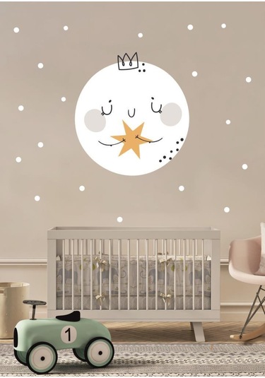 Sevimli Surat ve Polka Damlası Çocuk Odası Dekorasyon Sticker