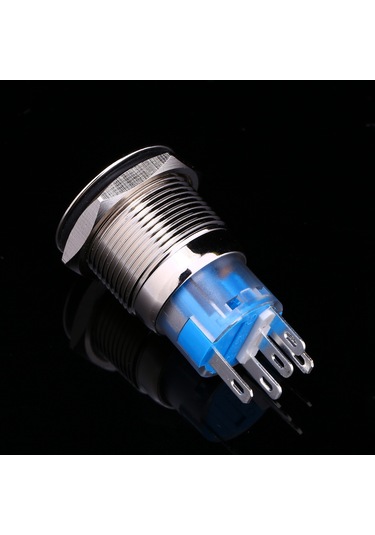 Tenfowee 19mm Delikli Su Geçirmez Mavi Led Tuşlu Anahtar - Bakır Kaplama, Otomatik Yenilenir, Endüstriyel Kullanım