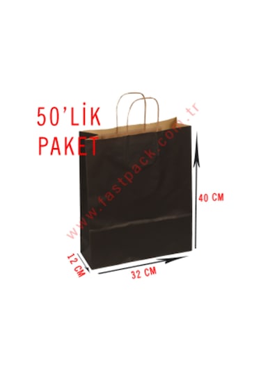 50 Adet 32X40 Cmlik Saplı Renkli Kraft Kağıt Poşet Çanta
