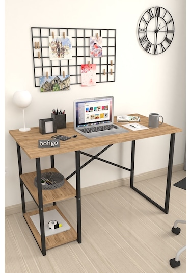 Bofigo 2 Raflı Çalışma Bilgisayar Masası 60 x 120 CM Çam