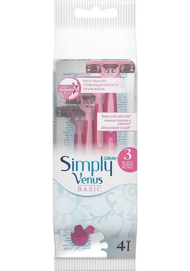 Gillette Simply Venus 3 Basic Kullan At Kadın Tıraş Bıçağı 4 Adet
