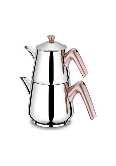 Vıvaldı Piramit Çelik Aile Boy Çaydanlık 4 Parça Rose G047