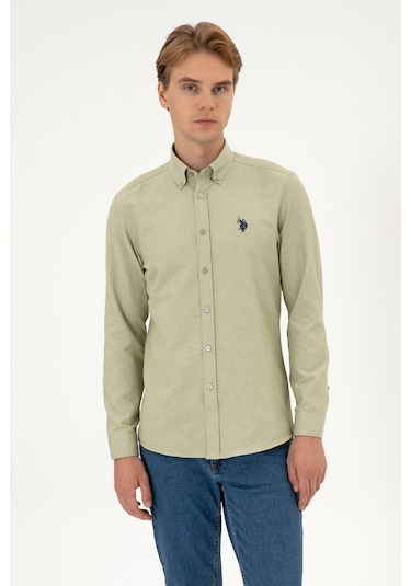U.s. Polo Assn. Erkek Açık Haki Gömlek Basic 50316723-vr183 Acık Hakı