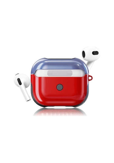 Noktaks - Airpods 3.nesil Uyumlu Airpods 3. Nesil - Kılıf Shockproof Silikon Kılıf - Kırmızı-mavi