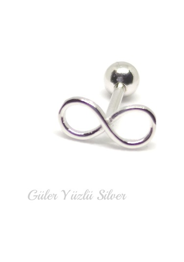 İthal Sonsuzluk Gümüş Tragus Pıercıng - Altın Kaplama Sarı Beyaz