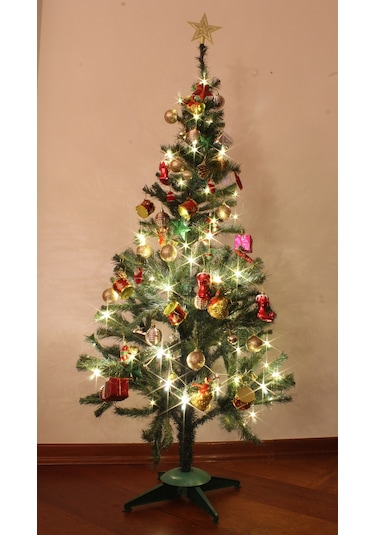Yılbaşı Çam Ağacı Süslü 150cm 220 Dal Ve Peri Led Işıklı