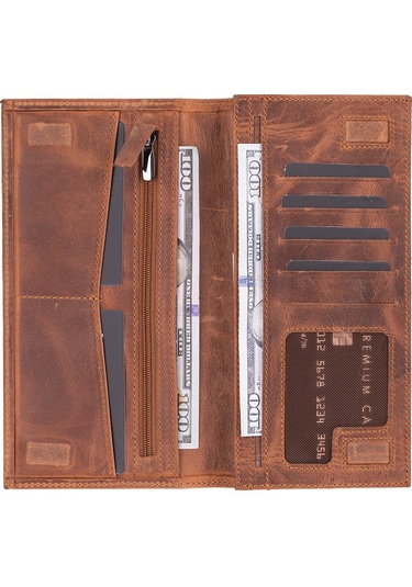 Bloomtenuta Urban Moccasin Hakiki Deri Cüzdan & Telefon Çantası Kahverengi