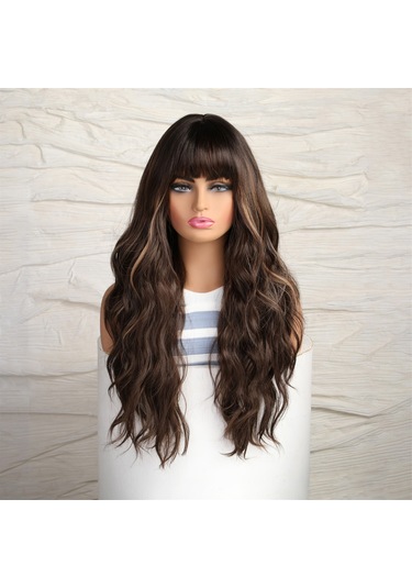 Uzun Kıvırcık Kahverengi Saç Peruk Doğal Ve Hacimli Dalgalı Bukleler Saçaklı Kadın Pe Isıya Dayanıklı Peruk Kaynak Çıtçıt 58638773