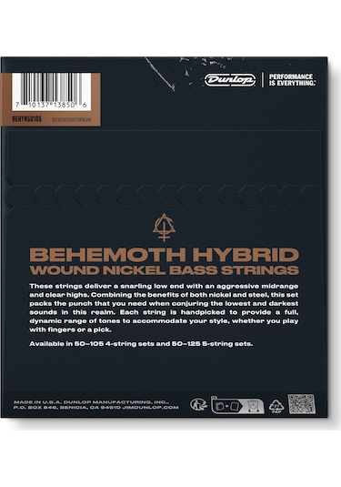 Jim Dunlop Behemoth Hybrid Wound Nikel Bas Teli 50-105