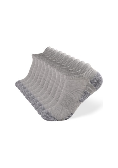 Yuntech01 Hafif Gri M Beden Sporluk Kullanıma Uygun 10 Çift Paket Pamuklu Bot Kaldırımlı Çoraplar Açık Gri