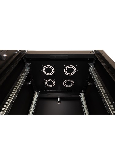 Lande Demonte 42u 600x600 Hyperline Dikili Tip Rack Kabinet Siyah Ön Cam Kapak / Tekerlekli