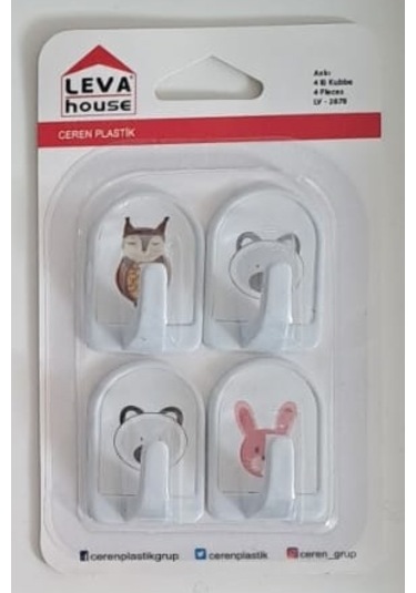 Leva Yapışkanlı Askı 4 Lü Kubbe Lv-2878 Karışık Desen Diğer