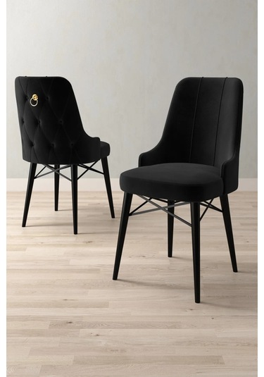 Mitra Serisi, 4 Adet Siyah Mutfak Sandalyesi, Siyah Gürgen Ayak, 1. Sınıf Babyface Kumaş