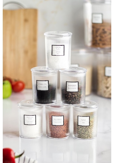 6'lı Barok Yuvarlak Baharat Kavanoz Seti & Saklama Kabı & Erzak Kabı 6 250 Ml