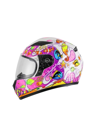 Sway Çocuk Sw 815k Ocean Full Face Kapalı Kask Beyaz - Pembe