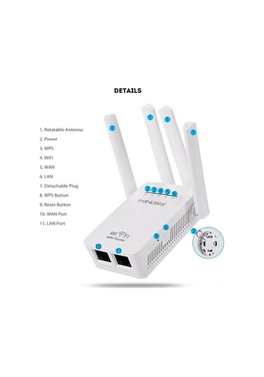Novahub 300mbps Kablosuz Ağ Genişletici - 4 Antenli Wifi Sinyal Yükseltici, Ofis/ev Kullanımı İçin