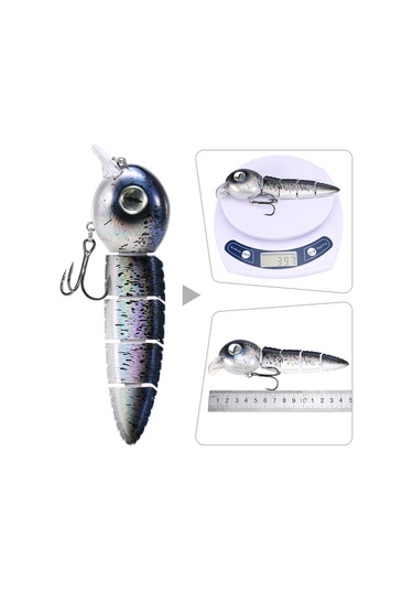 Yuntech01 5 Bölümlü Canlı Yüzme Davranışı Sağlayan, Keskin Üçlu İğneli Abs Malzeme Balık Yemi - 15.2cm, 40g