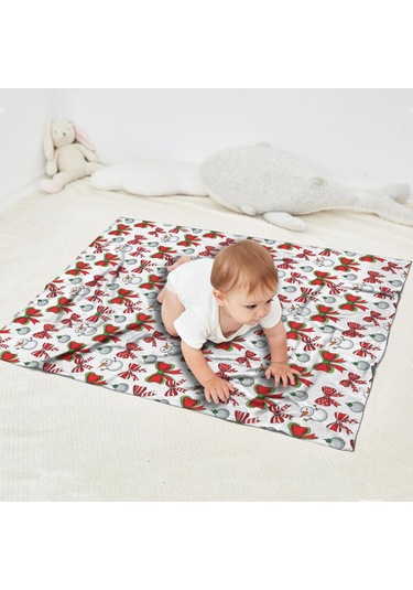 Noel Desenli 30x40 İnç Polar Battaniye, Yumuşak, Hafif Ve Kalın, Erkek, Kadın Ve Çocuk İçin Noel Kurdele Kar Tanrısı