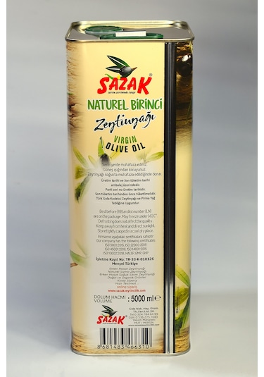 Sazak Natürel Birinci Zeytinyağı 5 L