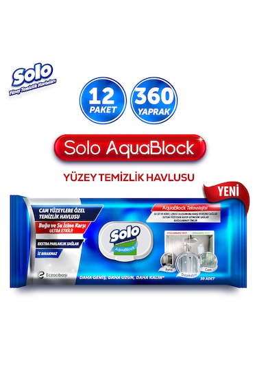 Solo Aquablock Yüzey Temizlik Havlusu 12'li 360 Yaprak