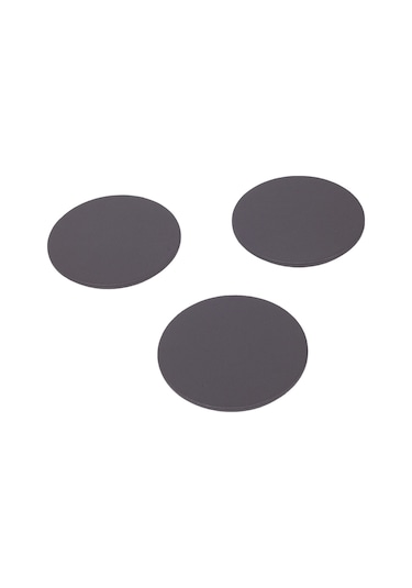 Antrasit Oval Deri Bardak Altlığı 3 Adet Siyah