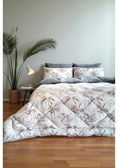 Alla Turca Çift Kişilik 4 Yastık Kılıflı Lastikli Çarşaflı Çift Taraflı Desenli Uyku Seti-natura Gri Gri