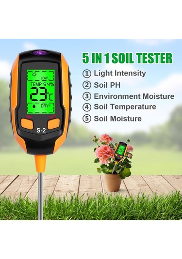 Dofolink Toprak Ph, Nem, Sıcaklık Ve Işık Ölçer - 5 Fonksiyonlu Toprak Analiz Cihazı Pil Dahil Değil