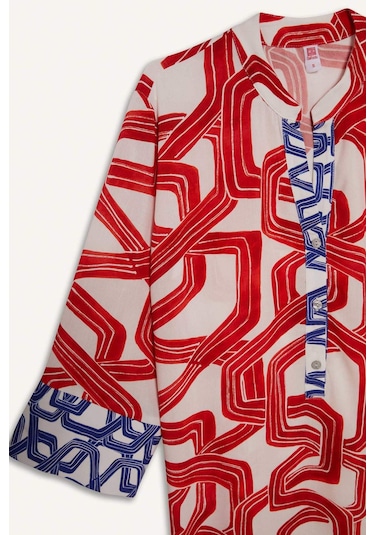 Defacto Regular Fit Desenli Plaj Elbisesi-fall İn Love D0452ax25smrd63 Kırmızı