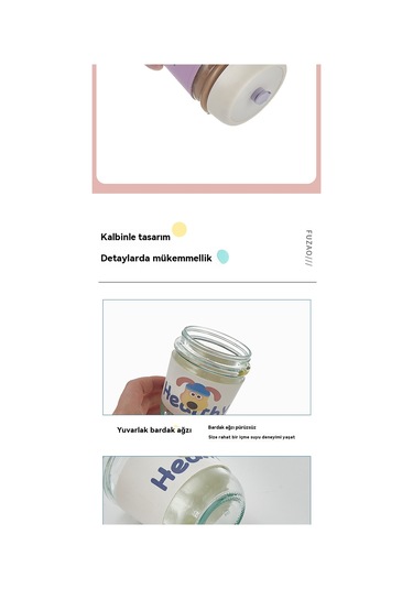 Jian Fan İnternetünlü Küçük Dizgi Film Cam Hasır Fincan Cam Kupa Yeş İl Yeşil