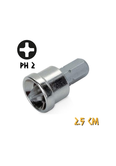 Kupa Tyson Bits Uç Seti 3 Parça - Ph2 - Pz2 - Ph2 Stoplu - 2.5 Cm.