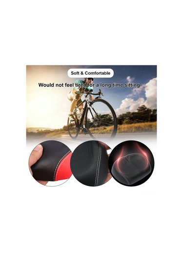 Geeroyoo Konforlu Bisiklet Sele: Pu Deri, Poliüretan Köpük, Kırmızı, Sırt Ağrısını Azaltır Kırmızı