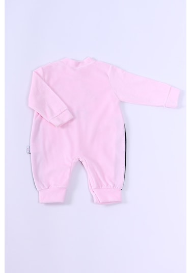 Hçm Bebek Kadife Tulum Uzun Kollu Çıtçıtlı Baskılı D5 Toz Pembe