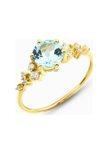 14 Ayar Altın Minimal Akuamarin Yüzük Altın