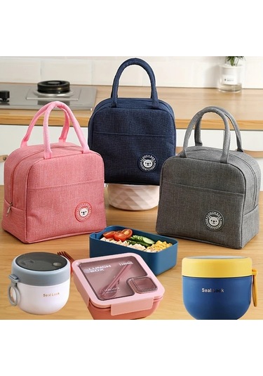 Elmpaly 1100m Sakura Pink Set 3 Parça El Tipi Büyük Kapasiteli Okul Ofis Piknik Yemek Çantası 1100m-sakura Pembe Set Adet